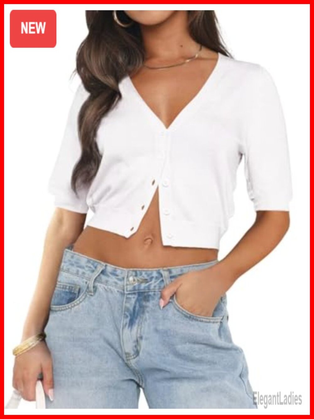 Women's Lightweight Knit Cropped Cardigan V-Neck Short Sleeve Bolero Shrug